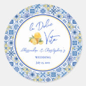 Italian Tiles La Dolce Vita Destination Wedding  Ronde Sticker (Voorkant)