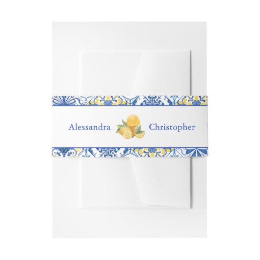 Italian Tiles La Dolce Vita Destination Wedding Uitnodigingen Wikkel (Voorkant Voorbeeld)