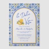 Italian Tiles La Dolce Vita Wedding Vellum Uitnodigingen (Voorkant)