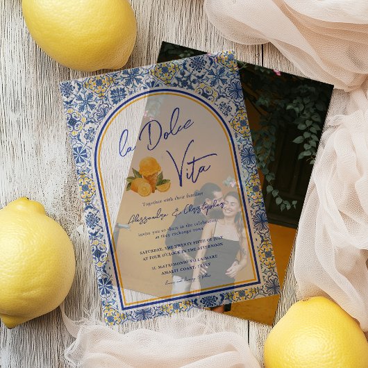 Italian Tiles La Dolce Vita Wedding Vellum Uitnodigingen