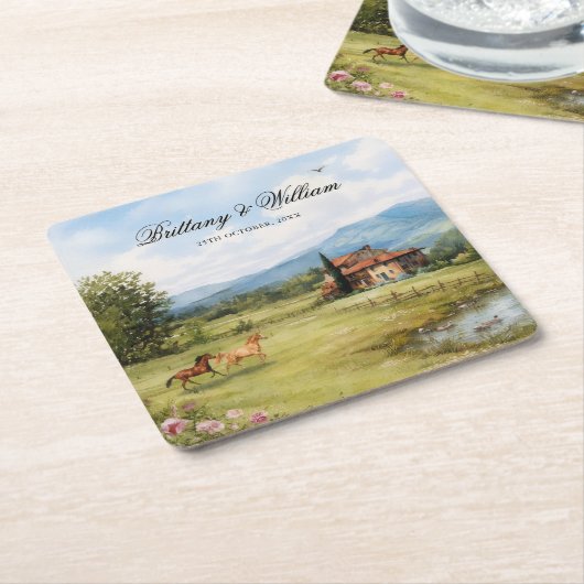 Italian Tuscan Countryside Wedding Kartonnen Onderzetters (Schuin)