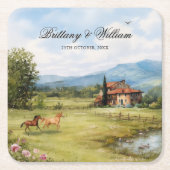 Italian Tuscan Countryside Wedding Kartonnen Onderzetters (Voorkant)