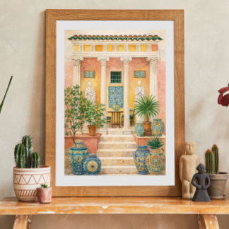 Italian Villa Patio with Classical Columns Poster