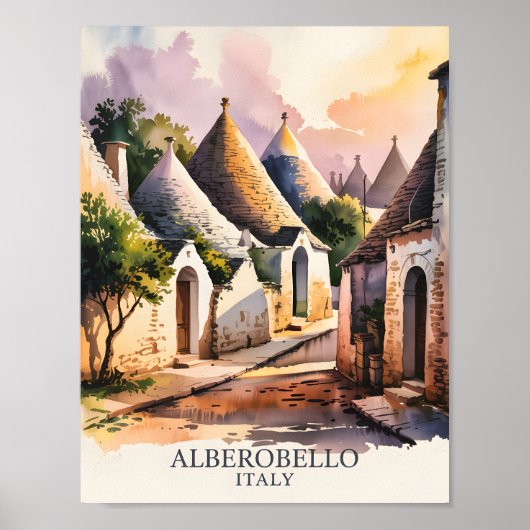 Italian Village Trulli Vintage Alberobello Puglia Poster (Voorkant)