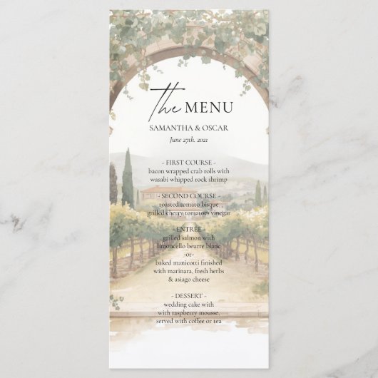 Italian Vineyard Wedding Menu (Voorkant)