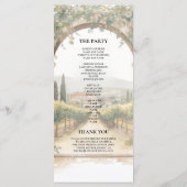 Italian Vineyard Wedding Program | Tuscan Arch Menu (Achterkant)