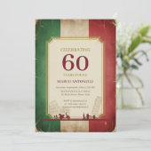Italian Vintage 60th Birthday Invitation Kaart (Staand voorkant)