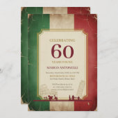 Italian Vintage 60th Birthday Invitation Kaart (Voorkant / Achterkant)
