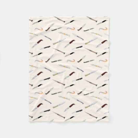 Italian Vintage Knives Illustrated Pattern Fleece (Voorkant)