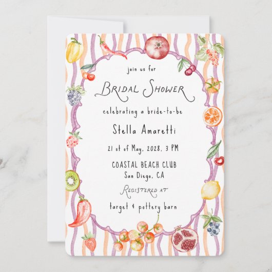 Italian Watercolor Rustic Bridal Shower Invitation Kaart (Voorkant)