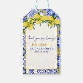 Italian watercolor tiles with lemon, Bridal Shower Cadeaulabel (Voorkant)