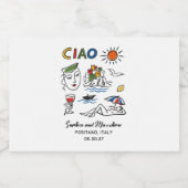 Italian Wedding Whimsical Hand Drawn Amalfi Coast  Likeurfles Etiket (Enkel label)