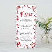Italian Whimsical Red Hand Drawn Pizza Baby Shower Menu (Staand voorkant)
