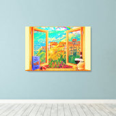 Italian Window Canvas Wall Art Afdruk (Insitu (Houten vloer))