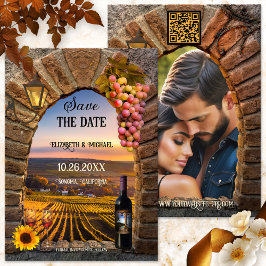 Italian Wine Themed Photo Wedding Save The Date