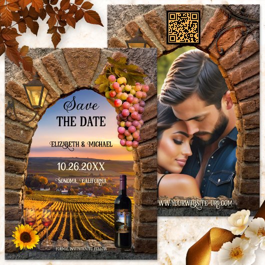 Italian Wine Themed Photo Wedding Save The Date