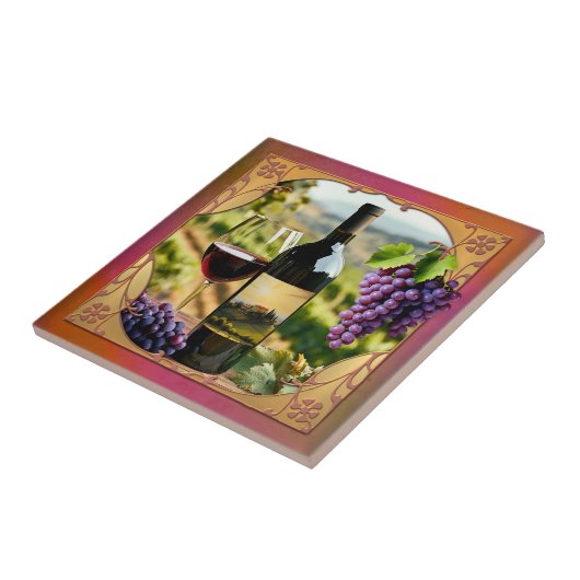 Italian Wine Themed Tuscan Ceramic Tile Tegeltje (Zijkant)