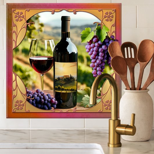 Italian Wine Themed Tuscan Ceramic Tile Tegeltje
