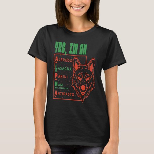 Italian Wolf Alpha  Pasta  Animal Pup T-shirt (Voorkant)
