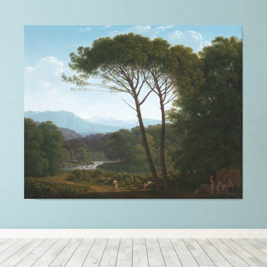 Italianaat Landschap met Pines, Hendrik Voogd, 17 Canvas Afdruk (Insitu (Houten vloer))