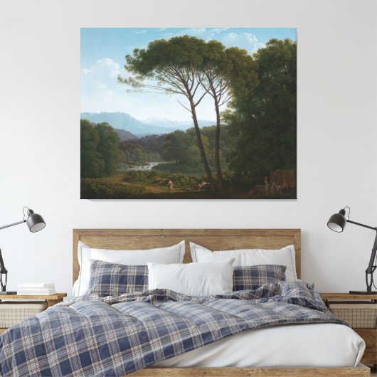 Italianaat Landschap met Pines, Hendrik Voogd, 17 Canvas Afdruk (Insitu (Slaapkamer))