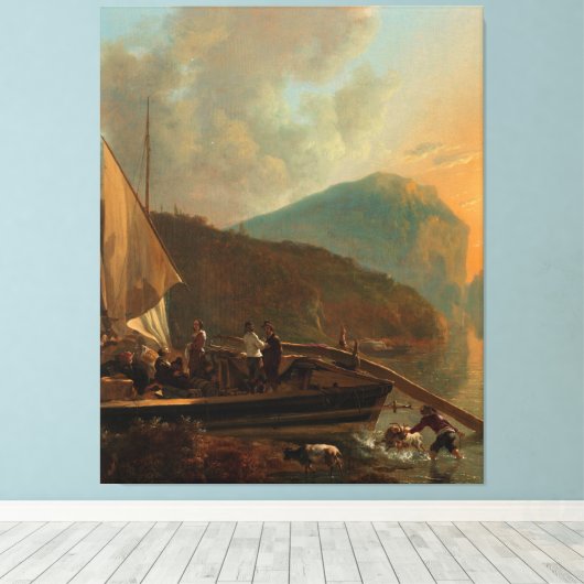 Italianate River Landscape, Adam Pijnacker, ca. 16 Canvas Afdruk (Insitu (Houten vloer))