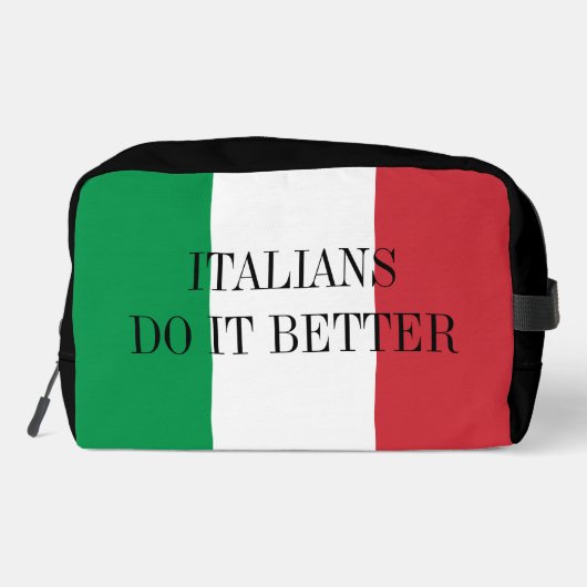 Italianen doen het beter grappige vlag van Italië  Toilettasje (Achterkant)