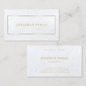 Italic Text White Marble Gold Modern Chic Glamor Visitekaartje (Voorkant / Achterkant)