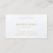 Italic Text White Marble Gold Modern Chic Glamor Visitekaartje (Achterkant)
