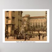 Italië, 19e eeuw Napels straatscène Poster (Voorkant)