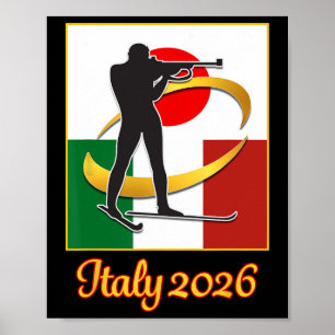 Italië 2026 Biathlon Japan Italië Vlaggen 2026 Win Poster