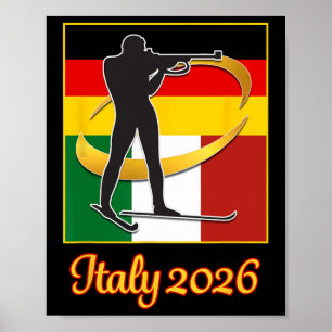 Italië 2026 Biathlon Japan Italië Vlaggen 2026 Win Poster