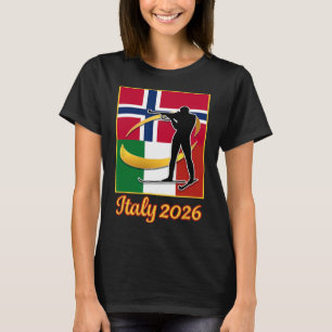 Italië 2026 Biathlon Noorwegen en Italië Vlag Wint T-shirt