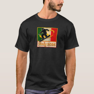 Italië 2026 Snowboarden Vintage Italië Vlag 2026 W T-shirt