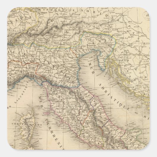 Italië 3 vierkante sticker (Voorkant)