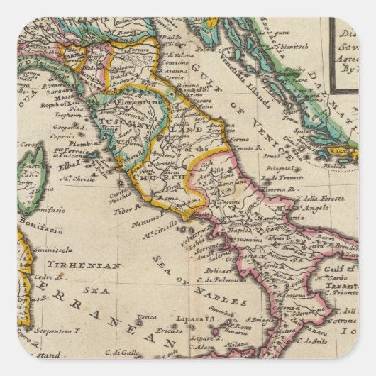 Italië 9 vierkante sticker (Voorkant)