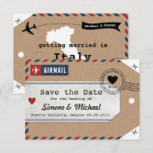 Italië Air Mail Bagage Label Save the Date met Kaa (Voorkant / Achterkant)