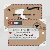 Italië Air Mail Bagage Label Save the Date met Kaa (Voorkant / Achterkant)