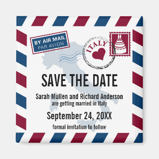 Italië Air Mail Bruiloft Save the Date Magneet