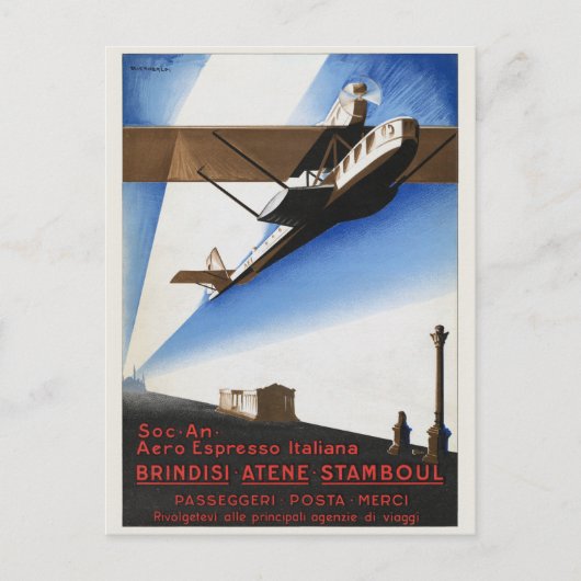 Italië Airline Vintage Poster 1924 Briefkaart (Voorkant)