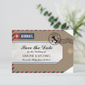 Italië Airmail Bagagelabel Opslaan Datum Save The Date (Staand voorkant)
