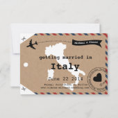 Italië Airmail Bagagelabel sparen de Datum met Kaa Save The Date (Achterkant)