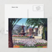 Italië, Alassio, Bloemen rond de fontein Briefkaart (Voorkant / Achterkant)