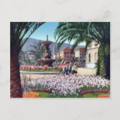 Italië, Alassio, Bloemen rond de fontein Briefkaart (Voorkant)