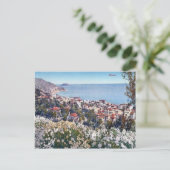 Italië, Alassio, Flowers en een zee uitzicht Briefkaart (Staand voorkant)