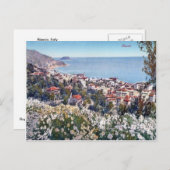 Italië, Alassio, Flowers en een zee uitzicht Briefkaart (Voorkant / Achterkant)