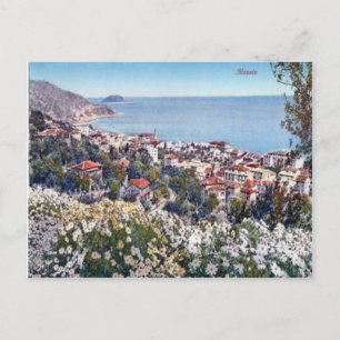 Italië, Alassio, Flowers en een zee uitzicht Briefkaart