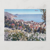 Italië, Alassio, Flowers en een zee uitzicht Briefkaart (Voorkant)