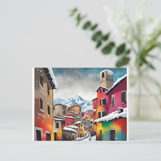 Italië, Alpes, Winter Kerst Briefkaart 008 (Staand voorkant)