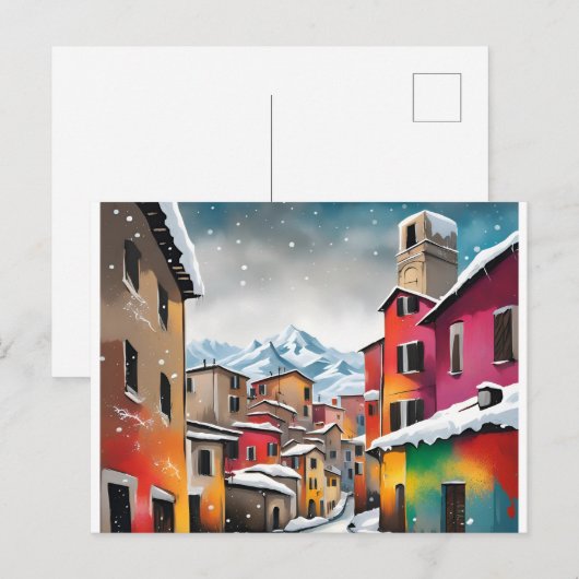Italië, Alpes, Winter Kerst Briefkaart 008 (Voorkant / Achterkant)